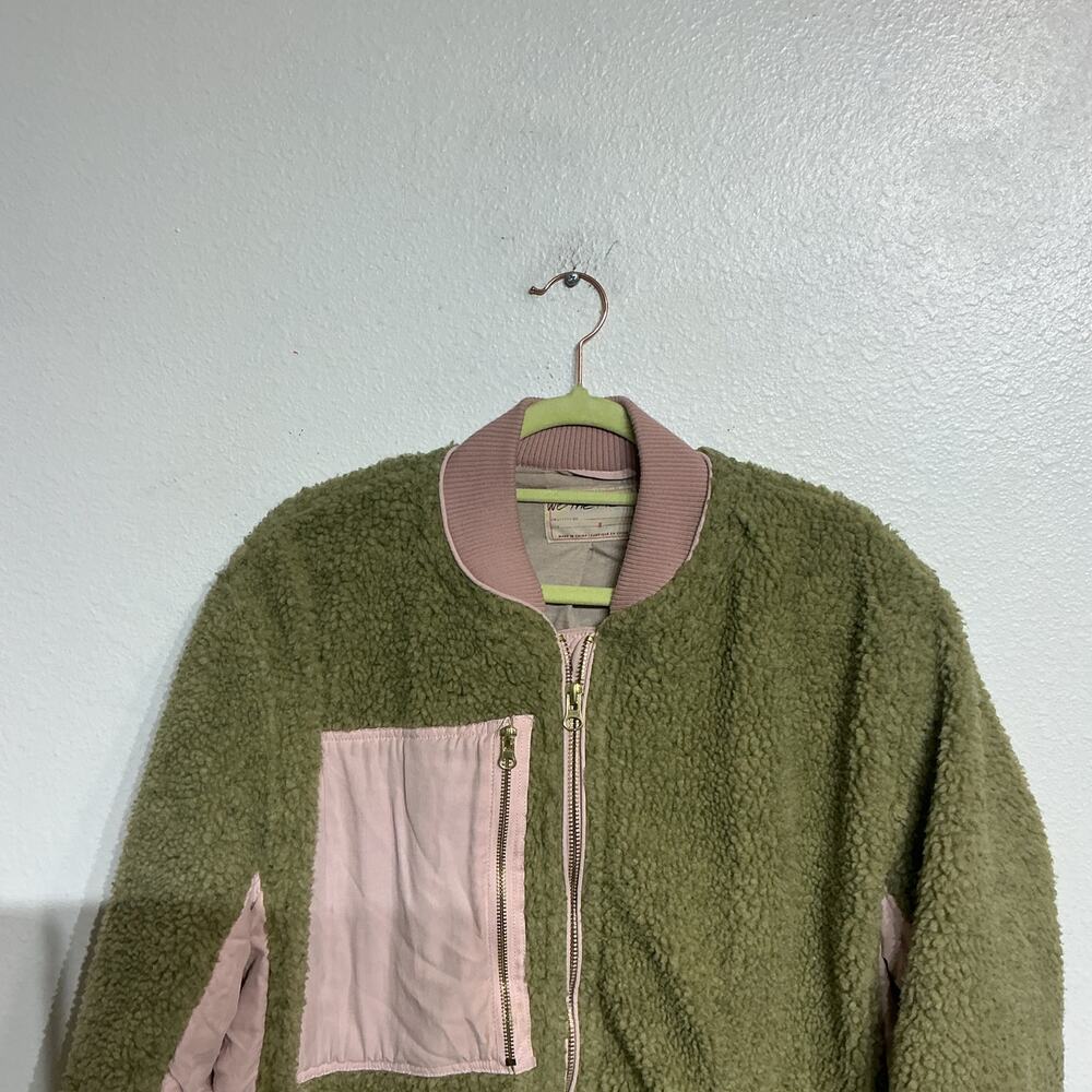 Free People We The Free Green Rivington Sherpa Bomber Jacket Sz S - Picture 3 of 13